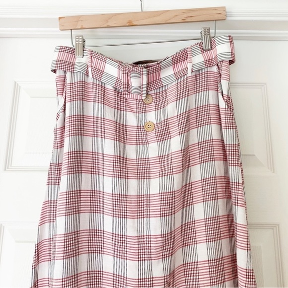 🎀 Mango Plaid belted linen blend skirt - Picture 3 of 6